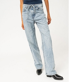 GEMO Jean Regular pleine longueur taille haute femme Gris