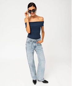jean regular pleine longueur taille haute femme bleu taille hauteF344901_4
