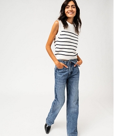 GEMO Jean Regular pleine longueur taille haute femme bleu vif