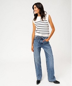 jean regular pleine longueur taille haute femme gris taille hauteF345001_4