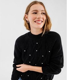 pull a torsades avec strass brodes femme noir pullsF345301_2