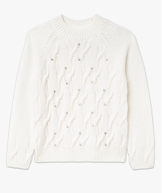 pull a torsades avec strass brodes femme beige pullsF345401_4
