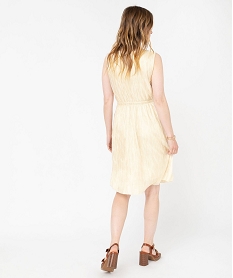 robe courte sans manches en maille gaufree scintillante femme beige robesF347601_3