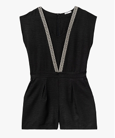 combishort sans manches avec col v a motifs ethniques femme noir combishortsF348101_4