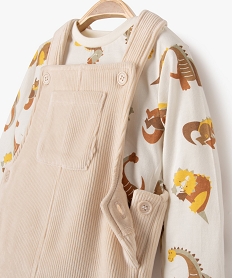 ensemble 2 pieces   salopette en velours tee-shirt manches longues bebe garcon beigeF348801_2
