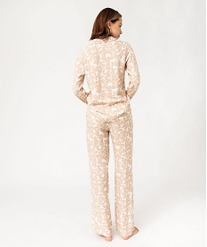 pyjama en viscose fluide imprimee ourson femme - lulucastagnette beige pyjamas ensembles vestesF349301_3