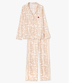 pyjama en viscose fluide imprimee ourson femme - lulucastagnette beige pyjamas ensembles vestesF349301_4