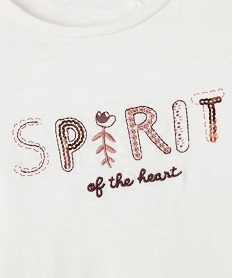 tee-shirt manches longues en coton brode a sequins fille beige tee-shirtsF350701_2