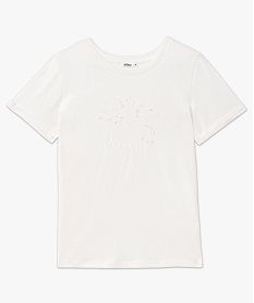 tee-shirt manches courtes avec inscription brodee femme beige t-shirts manches courtesF351501_4