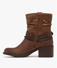 boots a petit talon carre avec col effet drape et brides fantaisie marron standardF353201_3