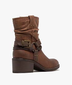 boots a petit talon carre avec col effet drape et brides fantaisie marron standardF353201_4
