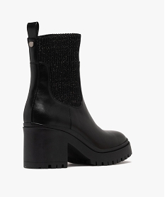 boots femme a talon et bout carres avec col chaussette paillete noir standardF353301_4