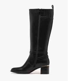bottes a talon carre lisere dore avec bride fantaisie femme noir standard bottes a talonF353601_3