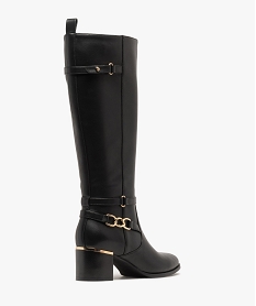 bottes a talon carre lisere dore avec bride fantaisie femme noir standard bottes a talonF353601_4
