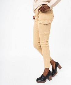 pantalon cargo coupe slim femme beige pantalonsF354201_2
