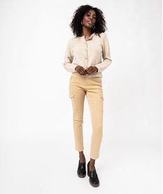 pantalon cargo coupe slim femme beige pantalonsF354201_4
