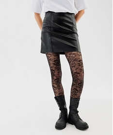 GEMO Jupe courte droite en cuir imitation femme Noir