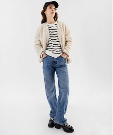 veste ample en sherpa femme beige vestesF354701_4