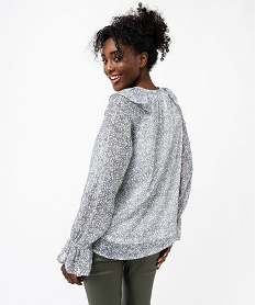 blouse en voile a grand col v volante femme bleu blousesF355001_3