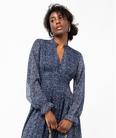 robe en voile imprimee a manches longues femme bleu robesF355401_2