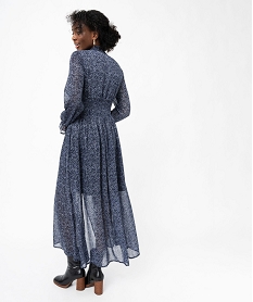 robe en voile imprimee a manches longues femme bleu robesF355401_3