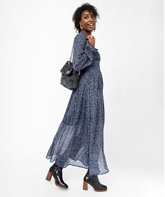 robe en voile imprimee a manches longues femme bleu robesF355401_4