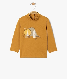 GEMO Tee-shirt manches longues et col roulé imprimé dinosaures bébé garçon marron standard