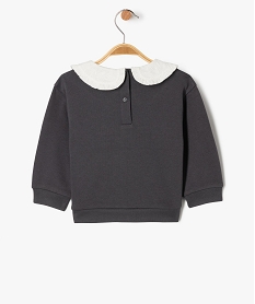 sweat en molleton a col claudine brode bebe fille - lulucastagnette gris sweatsF357501_3