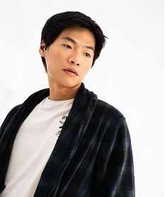 robe de chambre en velours motif tartan homme bleuF358101_4