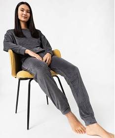 GEMO Pyjama en velours côtelé femme Gris