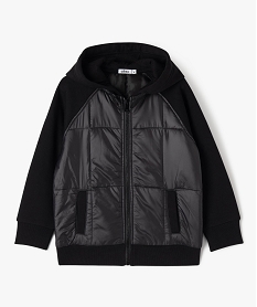 sweat zippe a capuche bi-matieres garcon noir sweatsF358601_4