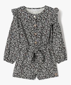 GEMO Combishort en velours à motifs fleuris fille - LuluCastagnette noir standard