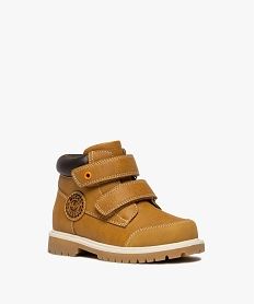boots garcon a double scratch et semelle crantee avec col matelasse marron standard boots et bottillonsF360401_2