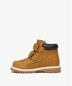 boots garcon a double scratch et semelle crantee avec col matelasse marron standard boots et bottillonsF360401_3