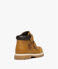 boots garcon a double scratch et semelle crantee avec col matelasse marron standard boots et bottillonsF360401_4