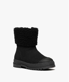 boots fille fourrees dessus en suedine avec col sherpa et a zip noir vifF360501_2