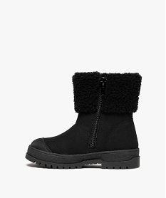 boots fille fourrees dessus en suedine avec col sherpa et a zip noir vifF360501_3
