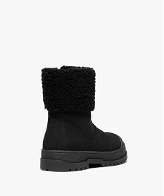boots fille fourrees dessus en suedine avec col sherpa et a zip noir vifF360501_4