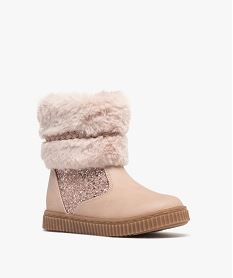 bottines fourrees zippees a col duveteux fille rose standardF360601_2