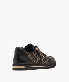 baskets femme unies a lacets et a double zip avec details imprimes fantaisie noir standardF361401_4