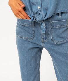 jean flare taille haute en denim extensible femme gris taille hauteF362001_2