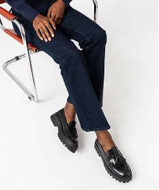 GEMO Jean flare taille haute en denim extensible femme Bleu