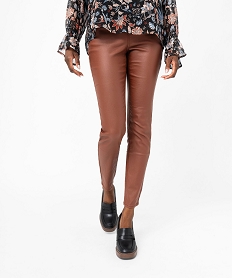 pantalon skinny enduit push-up taille haute femme brun pantalonsF362401_2