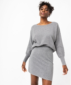 jupe en maille cotelee femme grisF362801_4