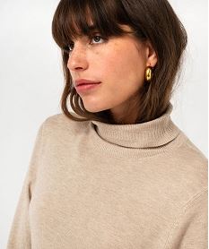 pull fin en viscose a col roule femme beige pullsF363001_2