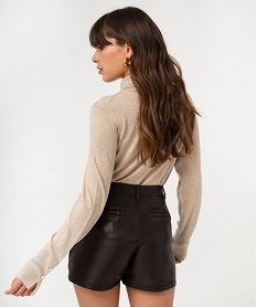pull fin en viscose a col roule femme beige pullsF363001_3