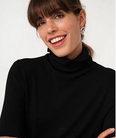 pull fin en viscose a col roule femme noir pullsF363201_2