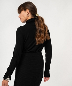 pull fin en viscose a col roule femme noir pullsF363201_3