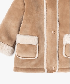 manteau a capuche en velours doublure peluche bebe fille beige manteauxF363401_3