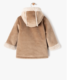 manteau a capuche en velours doublure peluche bebe fille beige manteauxF363401_4